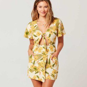 L SPACE Floral Tie front cut out Dress-Sz M (NWT)
